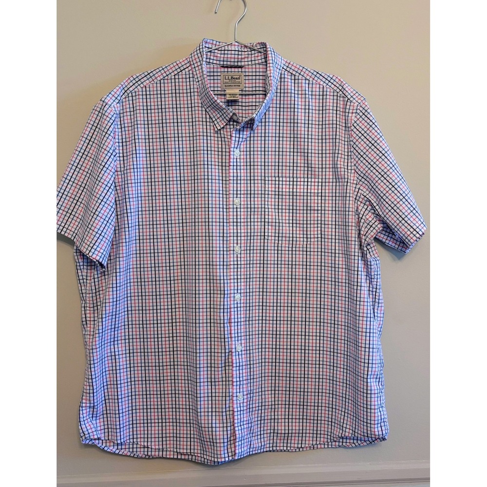L.L.Bean Slight Fitted Plaid Stretch Button Down Shirt Men's XL Coastal Grandpa